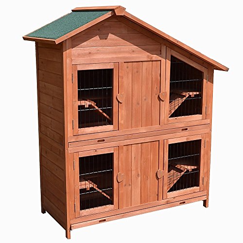 Melko Hasenstall Kleintierhaus 4 Etagen, 113 x 128 x 55 cm, aus Holz, braun, inkl. 4 Rampen – Bild 3