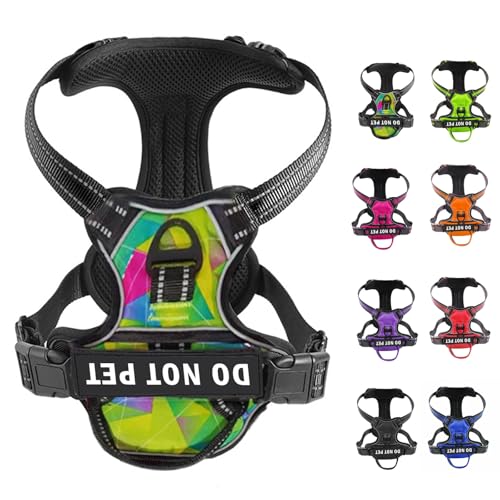 Pettorina per cani in nylon antitiro, personalizzabile, con nome e numero di telefono, anti-smarrimento, riflettente, regolabile, per addestramento a piedi, adatta a cani di taglia piccola, media e