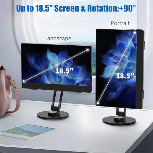 Image of Portable Monitor Stand VESA Mount, Tilt & Rotation Joints Use Metal Hinges, Foldable Aluminum Desk Mount for 13-18.5 Inch & up to 5.5 lbs Small Monitors, Suitable for Home Office Travel (Black)