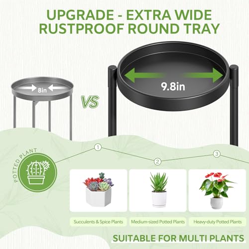 Image of iDavosic.ly 7 Tier Large Plant Stand Indoor with 10 Inch Wide Tray, Tiered Corner Metal Outdoor Flower Display Holder Shelf, Folding Tall Rack for Patio Porch Living Room, Modern Black