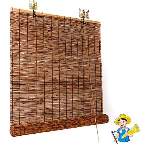 Retro Bamboo Roman Shades Blinds Easy Installation For Home And Garden Outdoor Shades For Patio Roll Up Blackout Privacy Reed Curtain Cordless With Lifter #TOP19