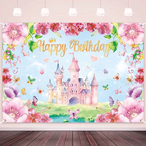 Fondo para fiesta cumpleaños princesa 8x6 ft rosa miniatura 1