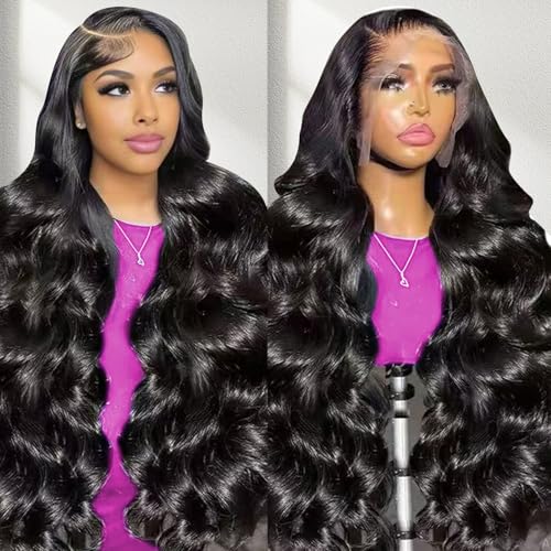 28 Inch Body Wave Lace Front Wigs Human Hair 13×4 HD Transparent Lace Frontal Wigs Human Hair 180% Density Glueless Wigs Pre Plucked With Natural Hairline For Black Women
