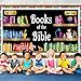ojustbeok Books of the Bible Learning Bulletin Board Set Faith Religious Christian Back to School Classroom Bulletin Board Bible Learning Bookshelf Cutouts for Home Sunday School Wall Chalkboard Decor
