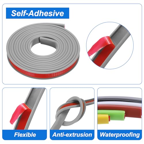 QUARKZMAN U-Form Kantenband, 9,8ft x 3/5in TPE Selbstklebende Furnierkante, Sperrholz Kantenabschluss Flexibler Möbelkantenschutz für Arbeitsplatte Schrankregal Restaurierung (Grau).