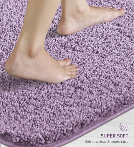 Image of Obsessions Ultra-Absorbent Quick-Dry Bath Mat | 1400 GSM Polyester | Soft, Non-Slip & Fast-Drying Bathroom Rug for Safety & Comfort | 40 x 60 cm | Mouve