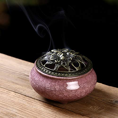 Queimador de incenso LamDawn com suporte de incenso de calabash – Censor de carvão de porcelana para
