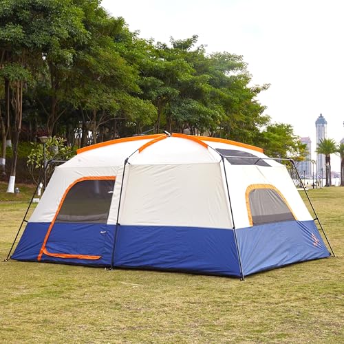 KTT Tienda Extra Grande para 12 Personas, Cabina Familiar, 2 Habitaciones, Pared Recta, 3 Puertas y 3 Ventanas con Malla, Impermeable, Doble Capa, Gran Tienda para Exterior, Picnic, Camping y Reuniones Familiares miniatura 6