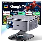 【1500 ANSI/Google TV/Auto Focus】 XIWBSY Videoprojecteur 4K Supporté, 38000 Lumen FHD, 360° Rotation, Projecteur Video 4K Contrôle Vocal, Retroprojecteur WiFi6 Bluetooth 5.3