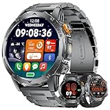 Reloj Inteligente Hombre, 1000mAh, Pantalla 1.75''HD, Smartwatch Diseño Militar, Llamada Bluetooth, 130+Deportivos, IP68 Resistente Agua Smart Watch, Monitoreo Cardíaco Sueño, Android iOS, Negro