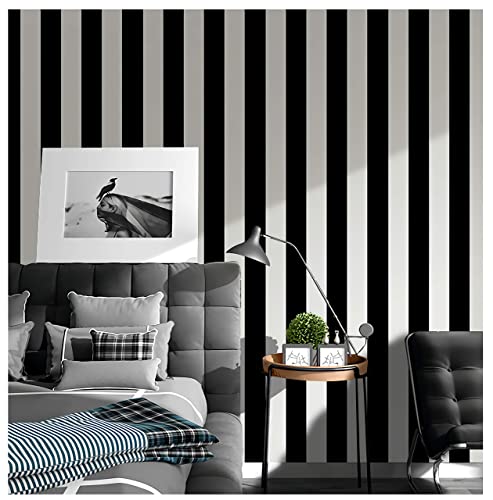 Guvana 197"X17.7" Black And White Stripe Contact Paper Peel And Stick Wallpaper Self-Adhesive Wallpaper Removable Contact Paper Modern Wallpaper For Living Room Bedroom Countertop Shelf Drawer Decor #TOP3