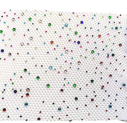 Image of Ulalaza Sparkle Hollow Out Letter Nude Colorful Rhinestone Hot Drilling Fishnet Pantyhose Tights for women Luminous