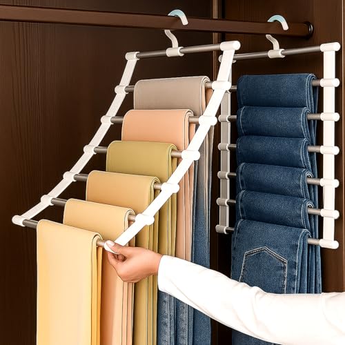 APOMOONS Lot de 2 cintres pliables, peu encombrants pour pantalons, jupes, écharpes, serviettes, draps, cravates, ceintures et petits vêtements