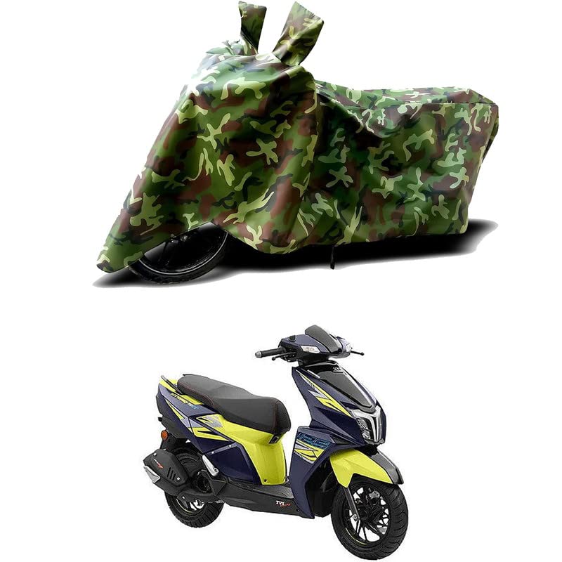 Image of 100% Water Resistant Full Bike Scooty Two Wheeler Body Cover Compatible for TVS NTORQ 125 XT /UV-Rays /Heat Protection /Birds Dropping /Scratchproof /Dust Proof /Waterproof /All Varient[Green MJ]