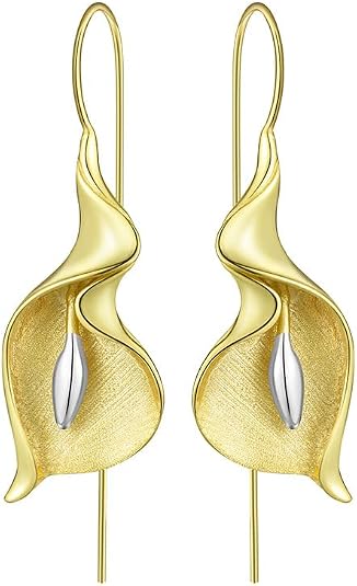 Calla Lily Dangle Earring Gold Calla Lily Flower Drop Elegant Earring With Hook Earrings for Women Calla Lily Dangle Earring Gold Calla Lily Flower Drop Elegant Earring With Hook Earrings for Women - Elegant Butter Yellow Floral Dress | Chic Spring & Summer Wedding Guest Outfit Ideas