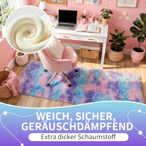VOFUSHON Teppich Läufer 80x150 cm Batik Blau-Violett Hochflor – Ansicht 7