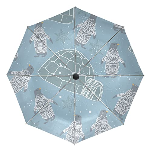 Parapluie Automatique Protection UV Vnurnrn Pingouin Des Neiges Pliant Coupe-Vent