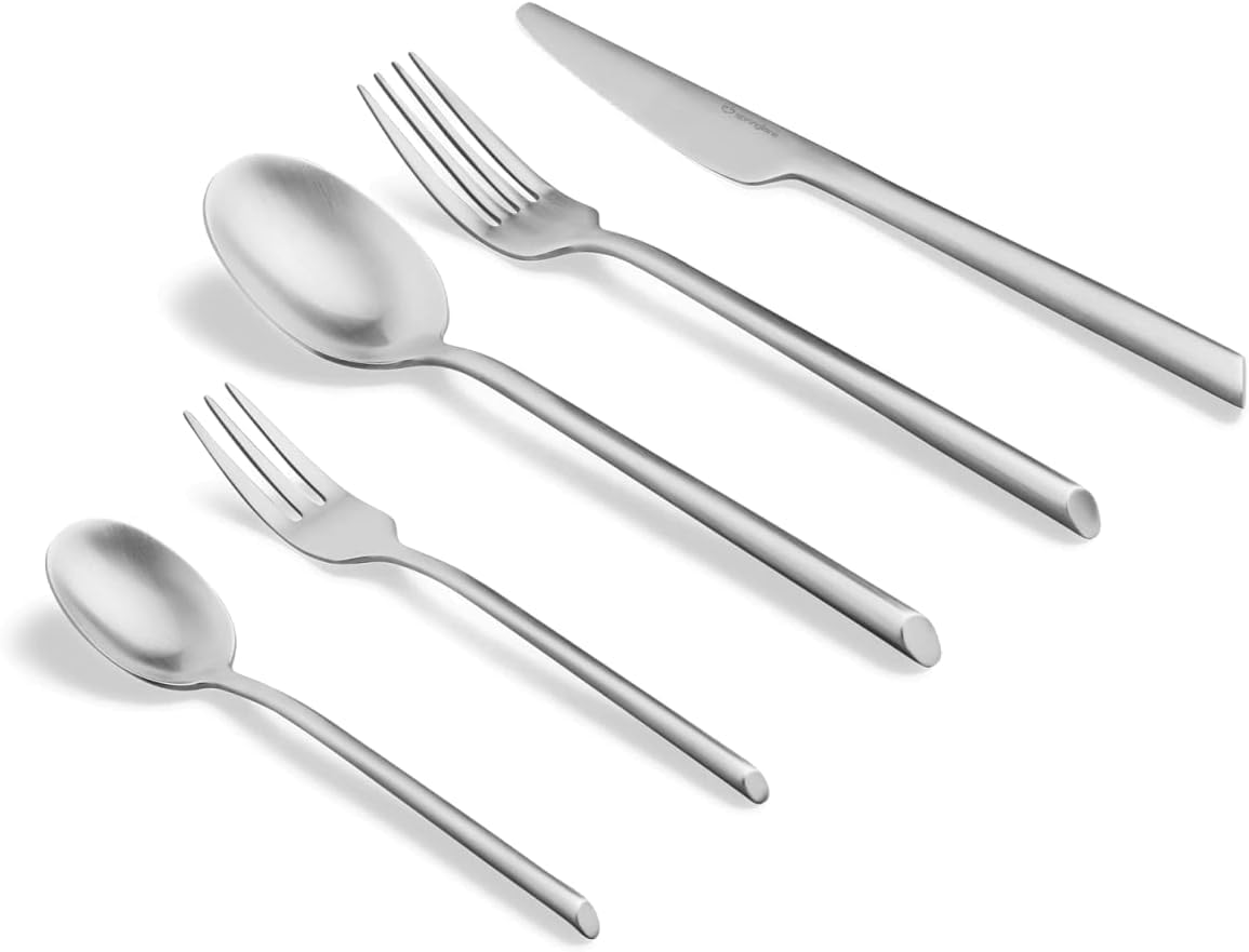 Juego de cubertería de acero inoxidable de 40 piezas, Set de cubiertos, Apto para lavavajillas
