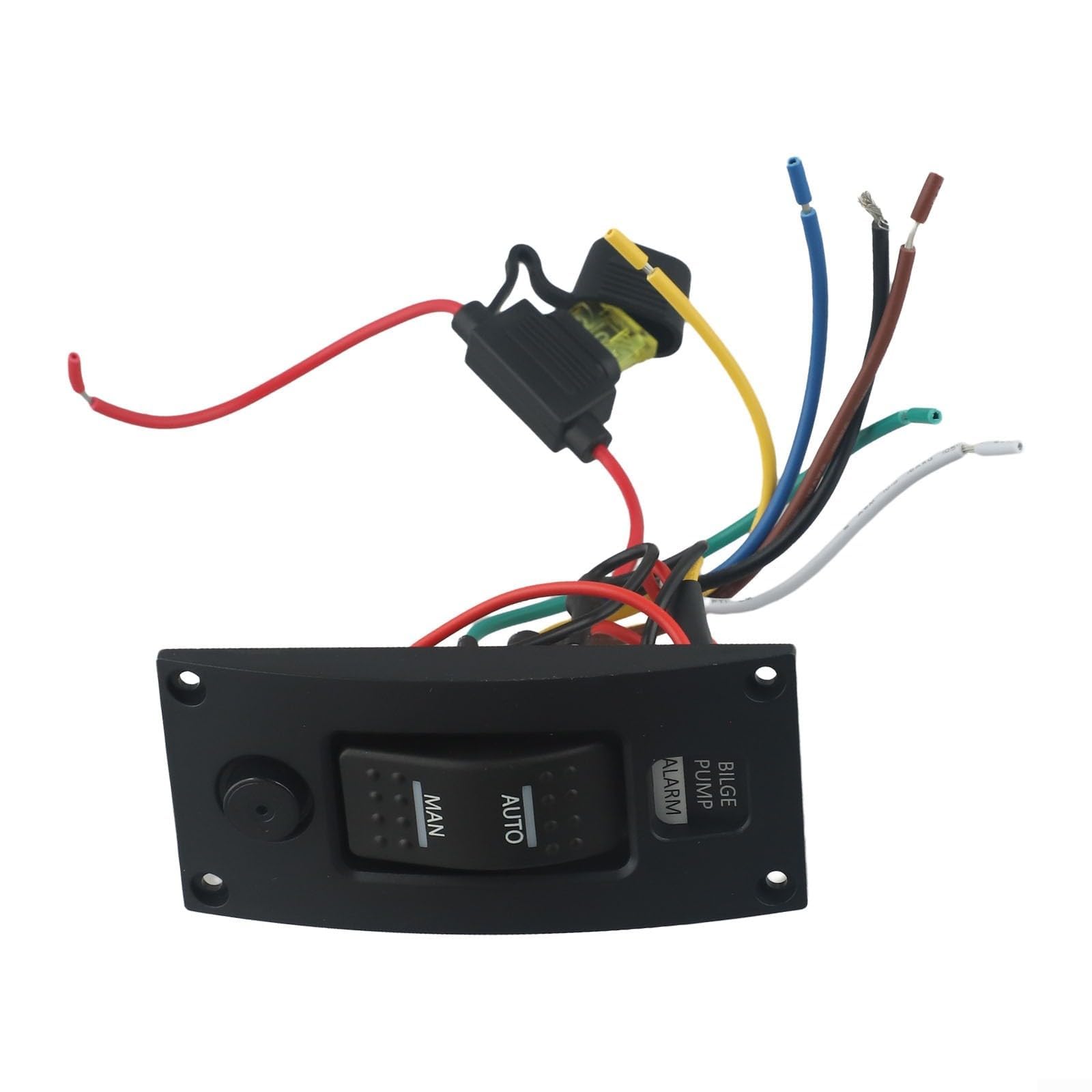 AIKEOU 3-Way Bilge Pump Switch Panel with Alarm, Automatic Off Manual Control for 12V/24V Marine Boat,Waterproof Backlit Dashboard