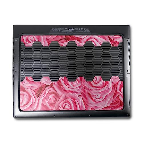 Image of MightySkins Carbon Fiber Skin Compatible with Alienware M18 R1 (2023) Full Wrap Kit - Super Pink Roses | Protective, Durable Textured Carbon Fiber Finish | Easy to Apply | Made in The USA