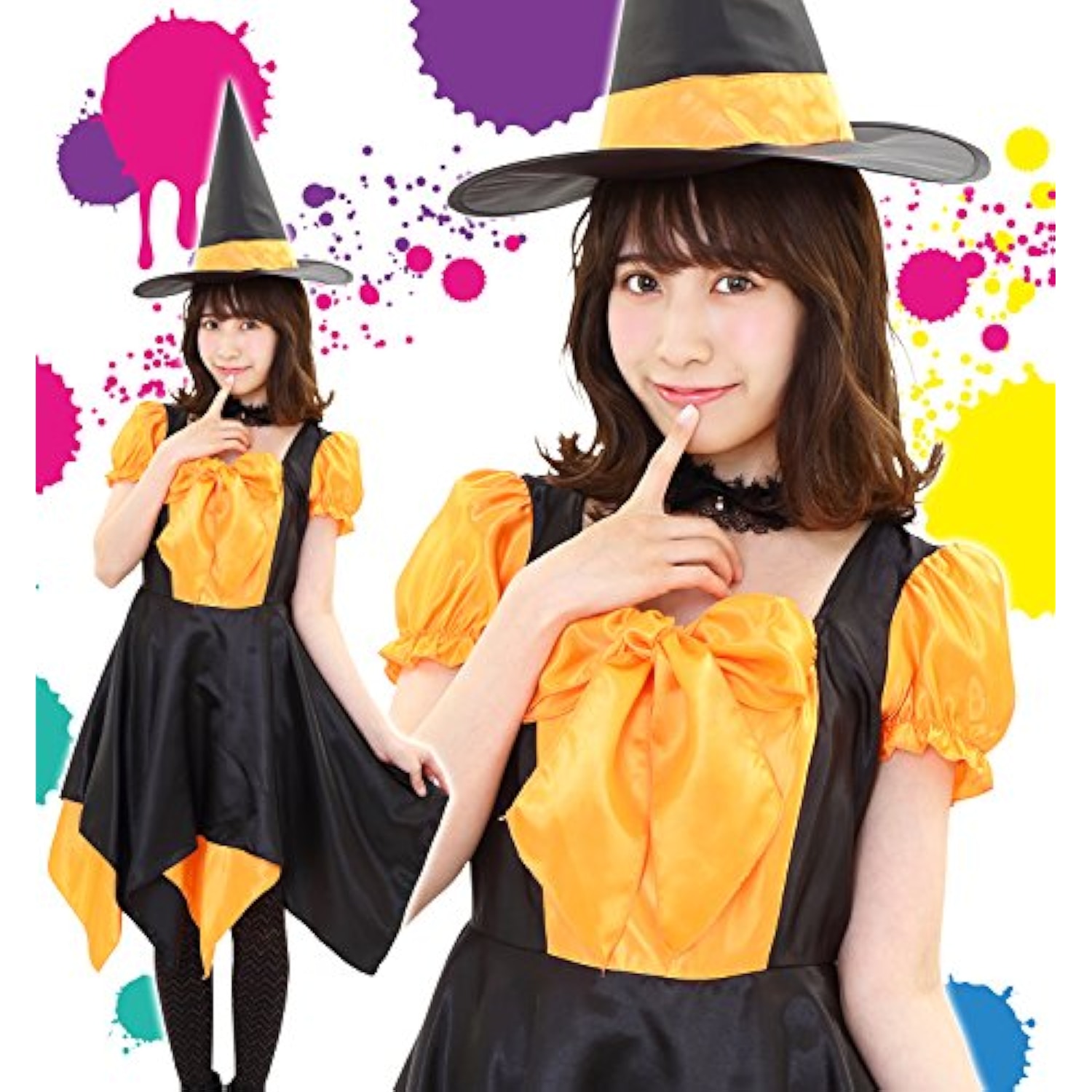 クリアストーン(Clearstone) コスプレ ハロウィン デコリボンウィッチ レディース オレンジ 詳細画像2