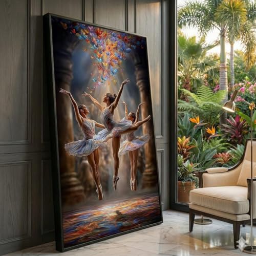 Cuadro de ballet con mariposas para decorar el dormitorio infantil y salones
