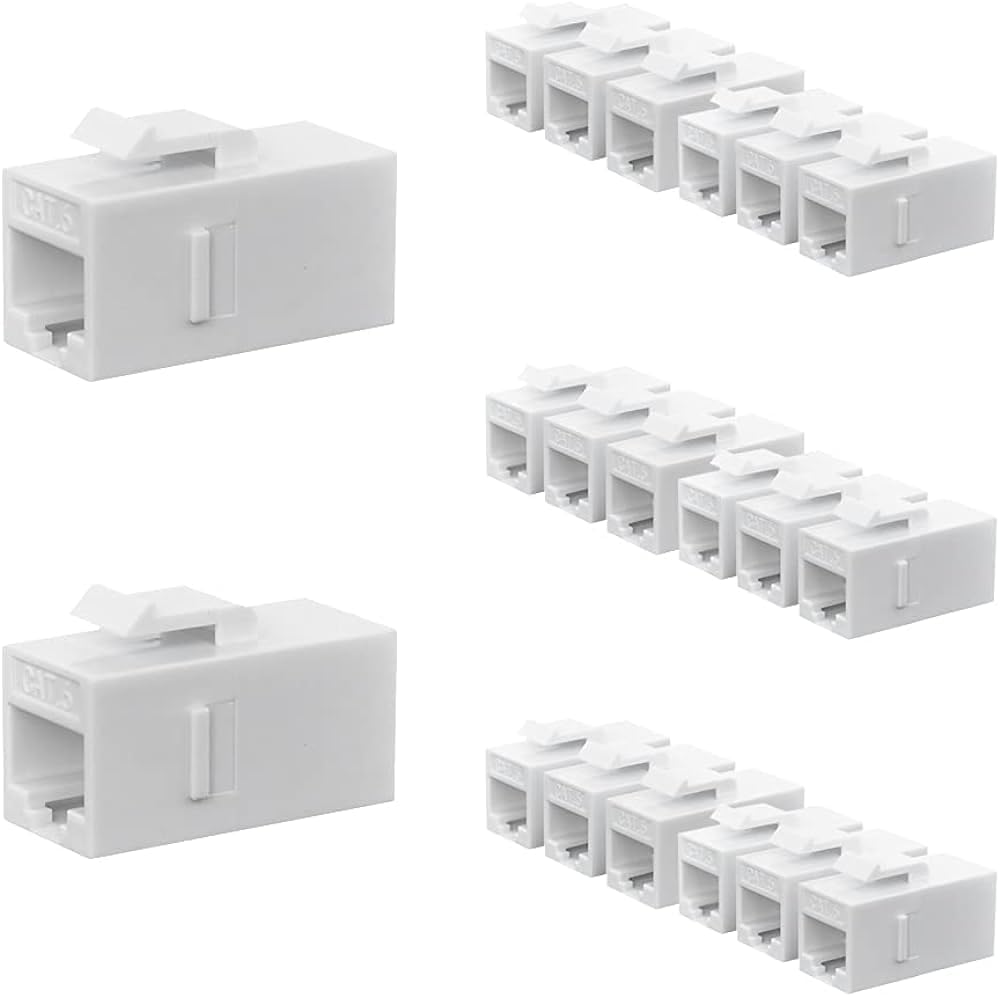RiteAV RJ45 Cat6 Keystone Kupplung Buchse auf Buchse Cat6 Keystone Buchse, UTP Keystone Koppler Einsatz, Keystone Buchse, Weiß (100, Weiß)