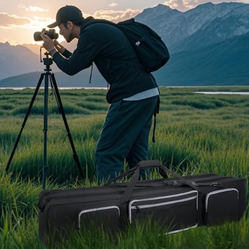 IBVIVIC Tripod Carrying Case, 50.8\" Heavy Duty Tripod Bag with Padded Divider Light Stand Bag Dual Zipper Photo Studio Equipment Large Carrying Bag for Monopods, Mic Stand, Tent Pole, Boom Stands