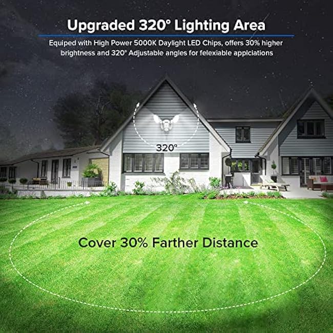 SANSI 30W 4000LM LED Motion Sensor Outdoor Lights, 50,000 Hrs Lifespan Security Light, 400W Equiv 5000K IP65 Flood Light, 72 FT Detection, Super Bright for Garage Yard Patio White Wired Not Solar