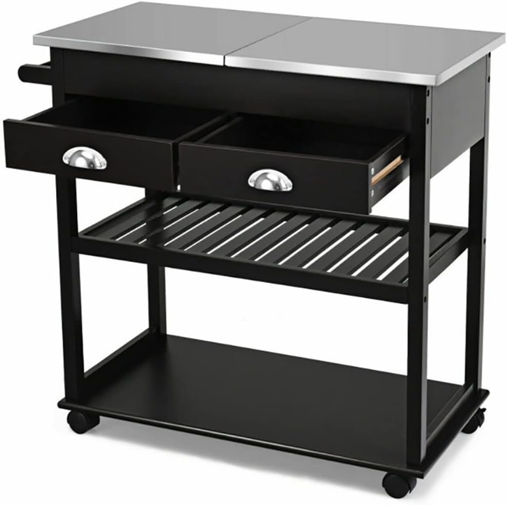 Rolling Kitchen Island Trolley Cart with Drawers Kitchen Storage Racks Parlor Bathroom Office Shelf Gadget(White-Patch Five-Pointed star4)