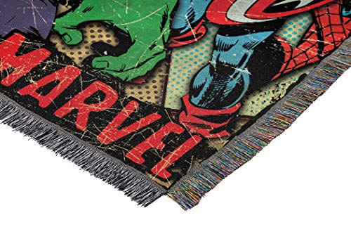 Marvel's Avengers, "Retro Heroes" Metallic Woven Tapestry Throw Blanket, 48" X 60", Multi Color #TOP1
