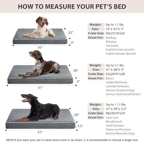 Image of WNPETHOME Orthopedic Dog Bed for Large Dogs, Extra Large Waterproof With Removable Washable Cover & Anti-Slip Bottom, Egg Crate Foam Pet Mat, Multi-Needle Quilting XL Crate Bed