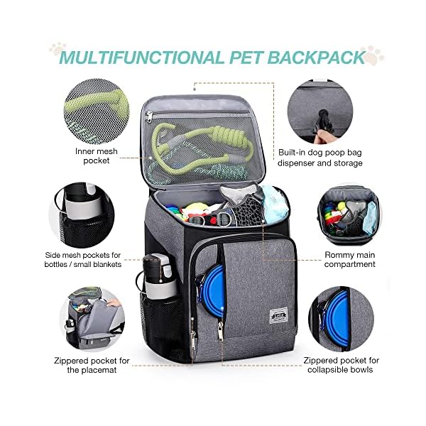 Lekesky-Dog-Travel-Backpack-with-2-Bowls-and-1-Dog-Training-Bag-Pet-Travel-Bag-Backpack-for-Dog-Supplies-Grey Lekesky Dog Travel Backpack - The Best Pet Travel Gear for Outdoor Adventures