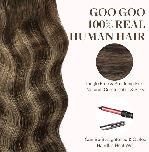 GOO GOO Tape in Hair Extensions Human Hair 18inch Chocolate Brown to Honey Blonde Hair Extensions for Women Real Human Hair Seamless Invisible Hair Extension Tape 20pcs 50g — view 7