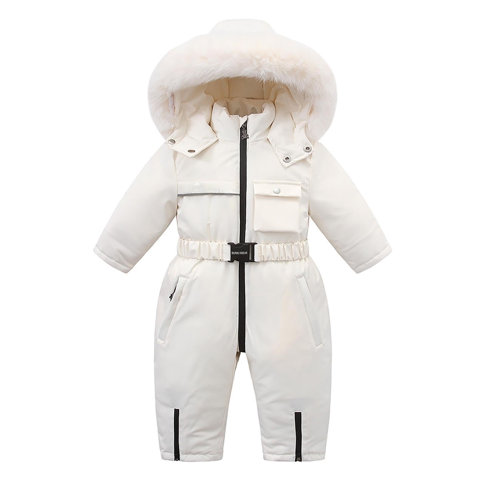 Generico Tuta per bambini autunno e inverno più tuta da sci da lavoro in velluto per bambini con cappuccio abbigliamento sci arrampicata Body Bambina Collo