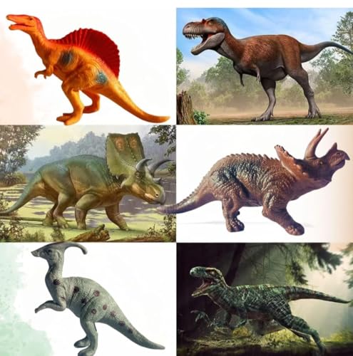 Image of Big Size 6PCS Dinosaur Toys for Kids | Realistic Dino Action Figures Safari Jungle Animal Playset | Large Prehistoric Dinosaur Toy Set | Educational Learning Toys | Boys & Girls Age 3+