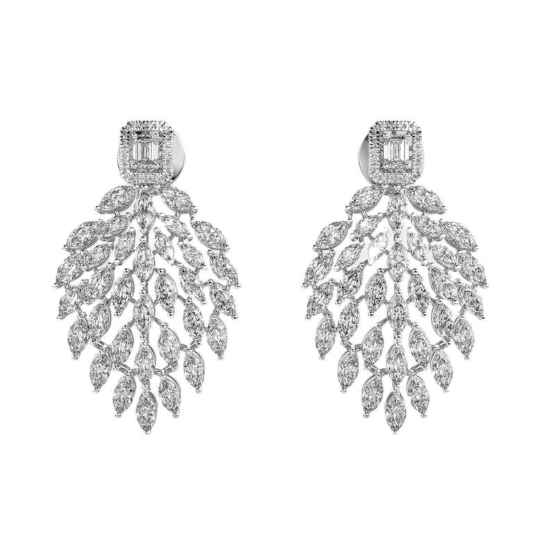 Clous d'oreilles plumes en cascade argent 925 légers pour lobes sensibles