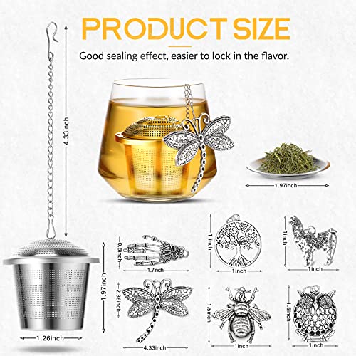 6 Pcs Tea Infusers For Loose Tea Mesh Tea Strainer Infuser Strainer With Extended Chain Hook Stainless Steel Tea Ball Strainer Tea Leaf Infuser With Charm Pendant For Loose Leaf Tea (Retro Style) #TOP1