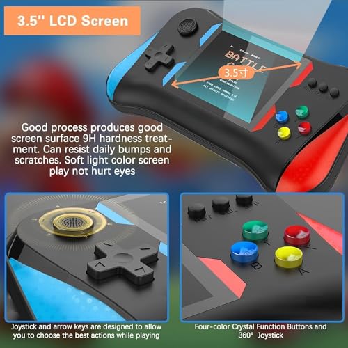Handheld Game Console for Kids Adults, 3.5'' LCD Screen Retro Handheld Video Game Console, Preloaded 500 Classic Retro Video Games with Rechargeable Battery, Support 2 Players and TV Connection - Thumbnail 4