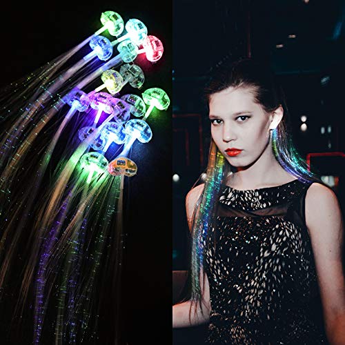 20 Pieces LED Lights Hair Saint Patrick's Day Carnival Multicolor Flash Barrettes Hair Clip Braid Bar Dancing Hairpin Light-Up Fiber LED Hair Barrettes Party Favors