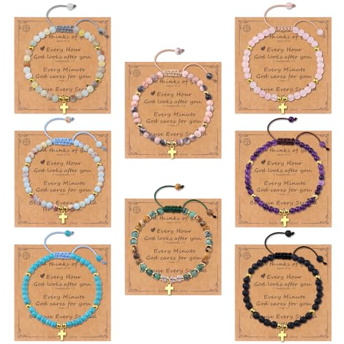 Giovanchi 8PCS Cross Bracelet for Women - Christian Bracelets Gifts