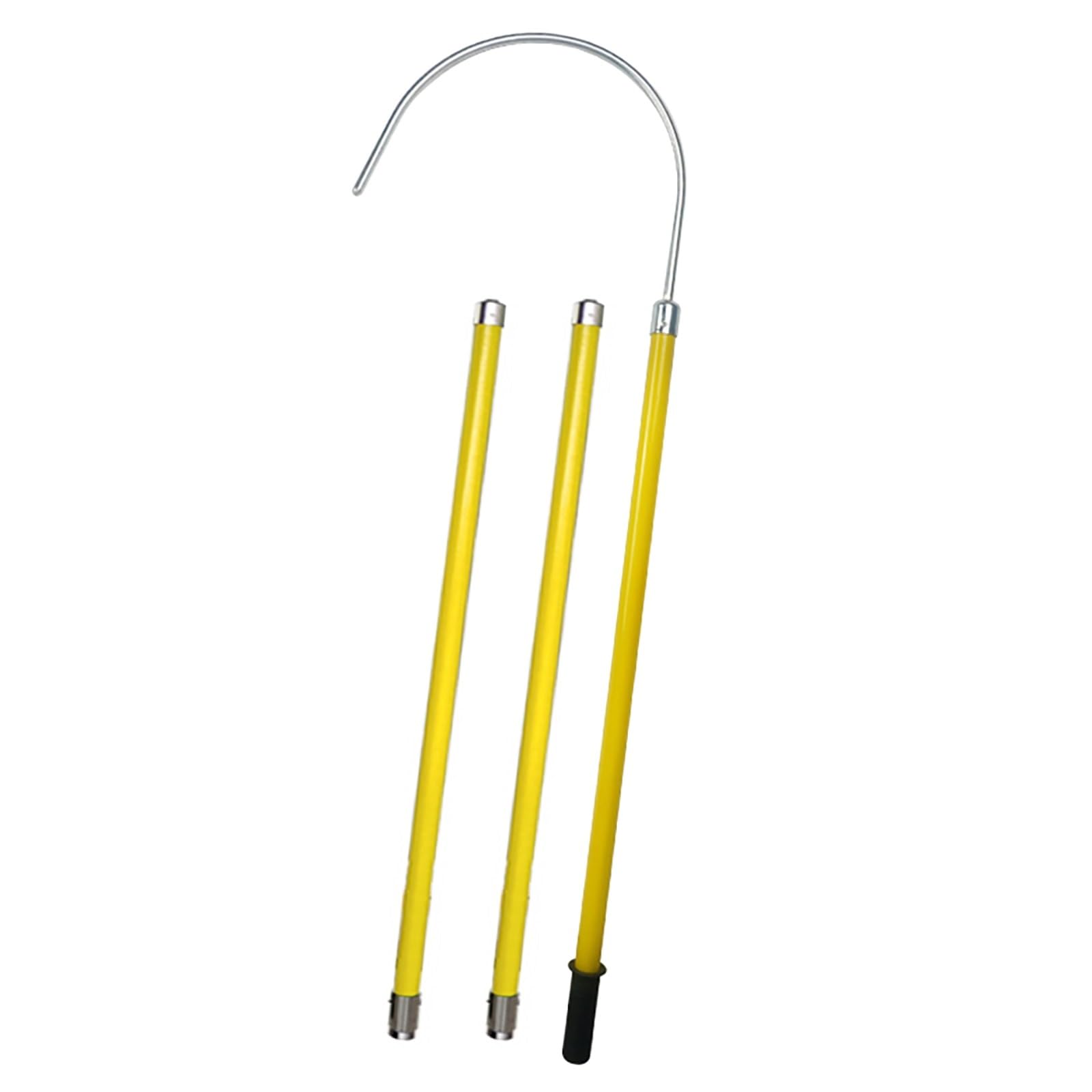 MSHGSKU Fiberglass Insulated Rescue Hook, 3m/9.8ft Electrician Pole for Electrocution Emergency, Electrical Safety Tool, Epoxy Insulation, Ideal for Power Stations