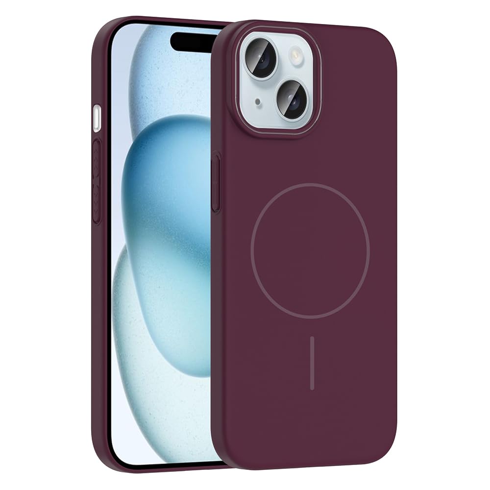 Zore Apple için uyumlu iPhone 15 Kılıf M-safe Şarj Özellikli Zore Ruby Sert Kapak Mürdüm