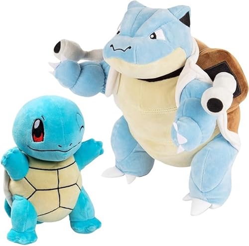 Pokemon Squirtle - Juego de 2 juguetes de peluche blastoise de 8 pulgadas y 12 pulgadas, con licencia oficial 2025, auténticas figuras