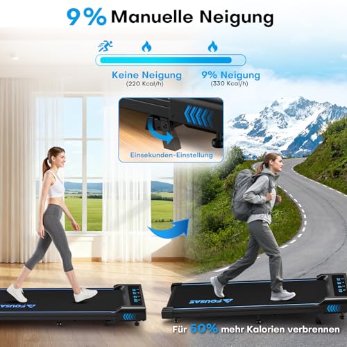 FOUSAE Walking Pad Laufband für Zuhause, 4-IN 1 Laufband Schreibtisch mit 9% Steigung, 2.5HP Walking Machine mit LED-Anzeige… – Ansicht 4