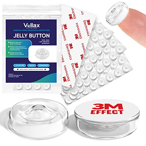 Self Adhesive Cabinet Door Bumpers - 128 pcs 3M Sticky Silicone Clear Sound Dampening Rubber Bumpers - Cabinet Bumpers for Wall Protection, Kitchen Furniture, Decor, Drawer Stops Vellax