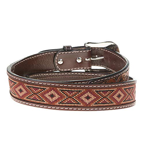 Twisted X Men?s Beaded, Leather, Earth-Tone Belt, Brown, 382