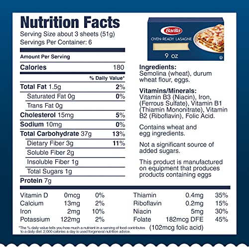 Barilla Oven-Ready Lasagne, 9 Oz #TOP4