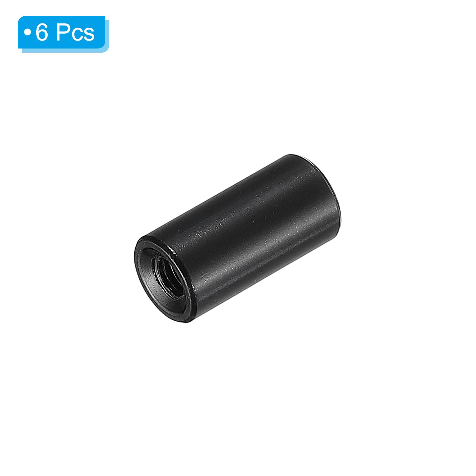 PATIKIL 6pcs M3 Metal Threaded Standoff Spacer Nuts, Round Aluminum Spacers Female Coupling Screws, 1/8" ID x 1/4" OD, Black 3x6x12mm - Image 3
