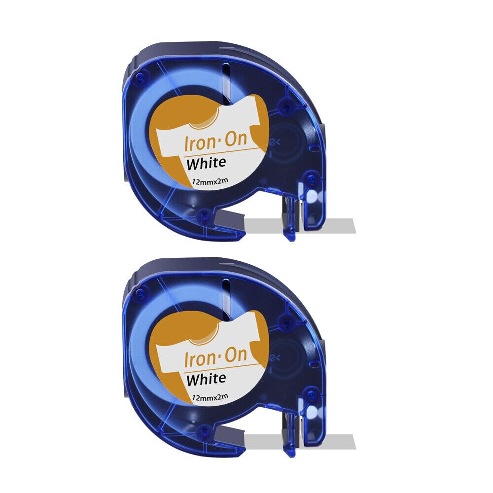 2 Pack Cruxer Label Compatible with DYMO Letra Tag Fabric Labels 18771 Refills Iron-On Clothes Label Maker Tape1/2 Inch Black on White Clothing Labeling for DYMO Letra Tag LT100H LT100T Plus